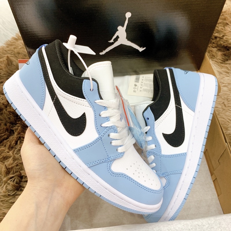 (VIDEO THẬT) Giày Jordan blue cổ thấp  ❤️tặng kèm dây❤️ giày thể thao nam nữ sneaker jd 1 xanh dương hàng 11 full box