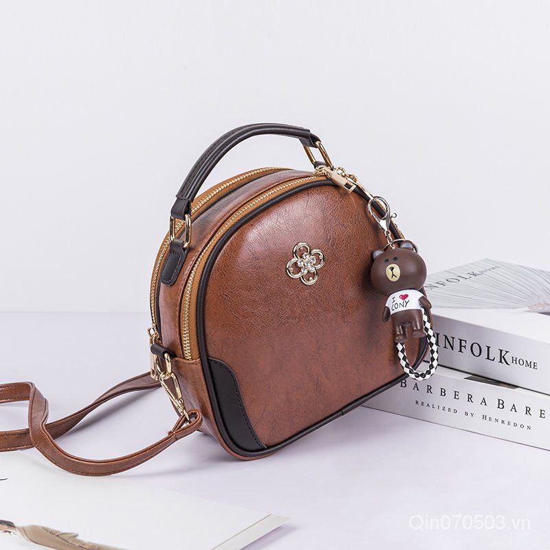 Hàng sẵn có-Bao đeo chéo nữ Túi đựng điện thoại di động Túi đeo chéo Túi đeo vai nhẹ Ba lô Túi vuông nhỏ thời trang Ba lô Túi đeo vai bằng da mềm Túi đeo vai bên