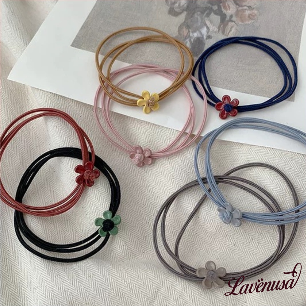 Dây buộc tóc kiểu Hàn đính hoa nhí nhẹ nhàng xinh xắn co giãn LAVENUSA CT13