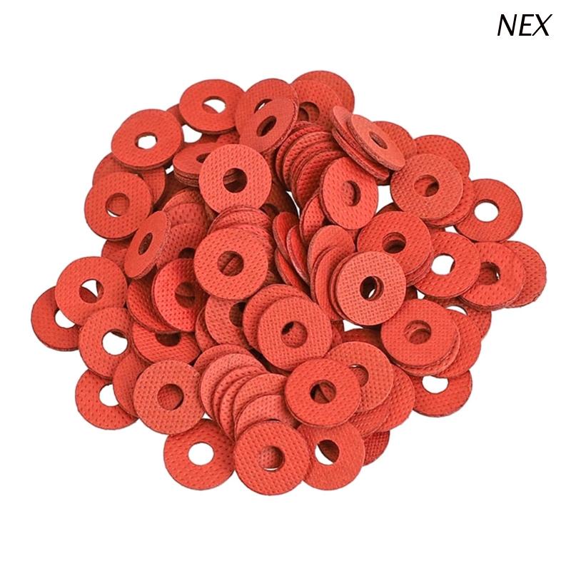 Set 100 Vòng Đệm Sợi Phẳng Bằng Cao Su Màu Đỏ Bọc Ống Nước Cách Nhiệt