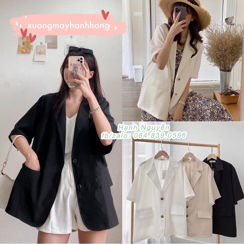 Áo Blazer tay lỡ, áo blazer/vest tay lửng kèm ảnh thật - Xưởng May Hạnh Hồng