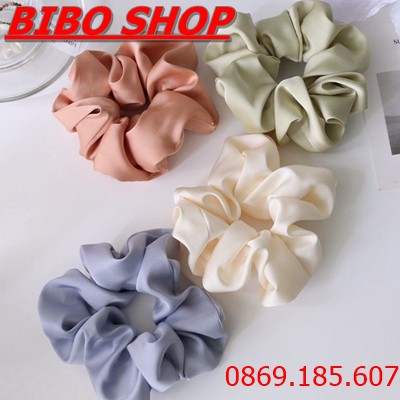 Dây Buộc Tóc Vải Phi Bóng, Cột Tóc Scunchies Vải Phi Bóng Trơn Thời Trang