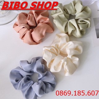Dây buộc tóc vải phi bóng, cột tóc scunchies vải phi bóng trơn thời trang