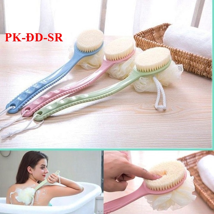 Bàn Chải Chà Lưng Kèm Bông Tắm 2in1 - Siêu Rẻ