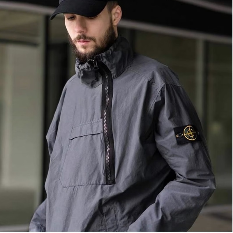 Áo Khoác Dáng Rộng Cổ Cao Chống Gió Kiểu Đường Phố Mỹ Cá Tính Cho Nam
