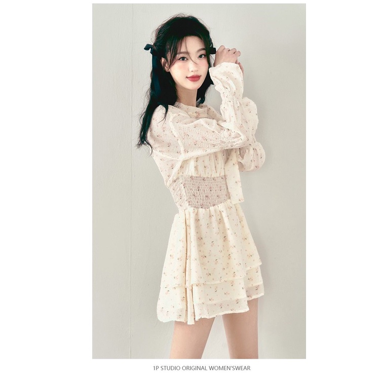 1 Đầm Hoa Tay Dài Thiết Kế Dáng Ôm Thời Trang Mùa Hè Xinh Xắn Cho Nữ