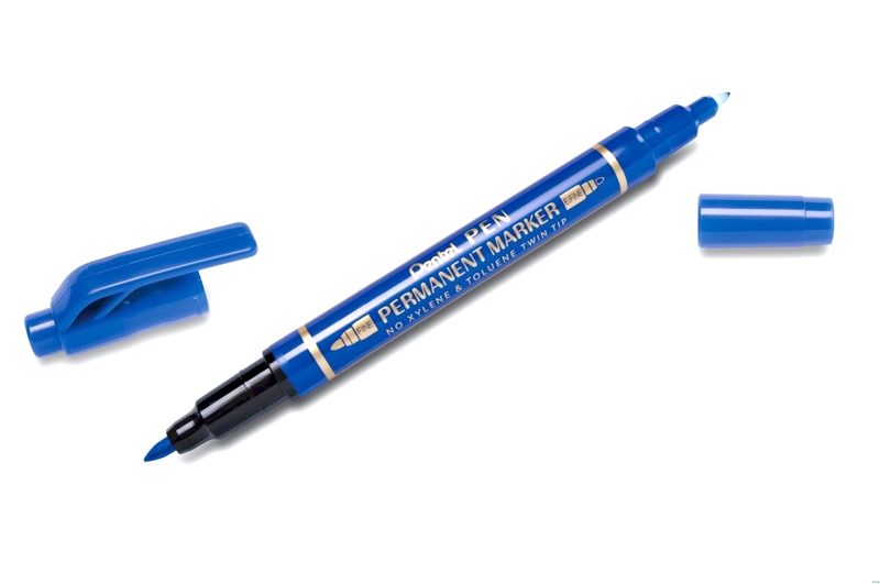 Bút Lông Dầu 2 Đầu, Đầu Tròn Pentel N75W-C - Xanh