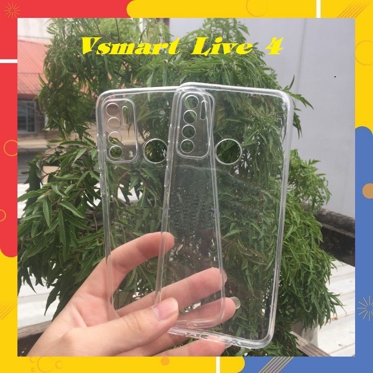 Ốp dẻo silicon Vsmart Live 4 / Joy 4 trong suốt có gờ bảo vệ camera