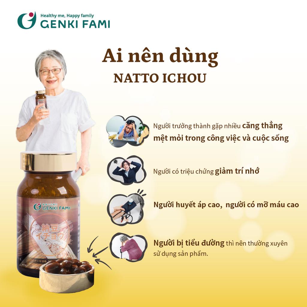 Combo Viên Uống Phòng Ngừa Đột Quỵ, Bổ Não Natto Ichou, Bổ Gan, Giảm Căng Thẳng Mệt Mỏi Kanzo Ukon Genki Fami Nhật Bản