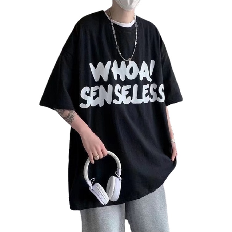 Áo Thun Tay Ngắn Dáng Rộng In Chữ Thời Trang Mùa Hè Cho Nam Và Nữ size M-8XL