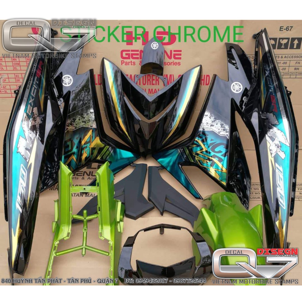 Tem Rời EXCITER 150 MX XANH ĐEN