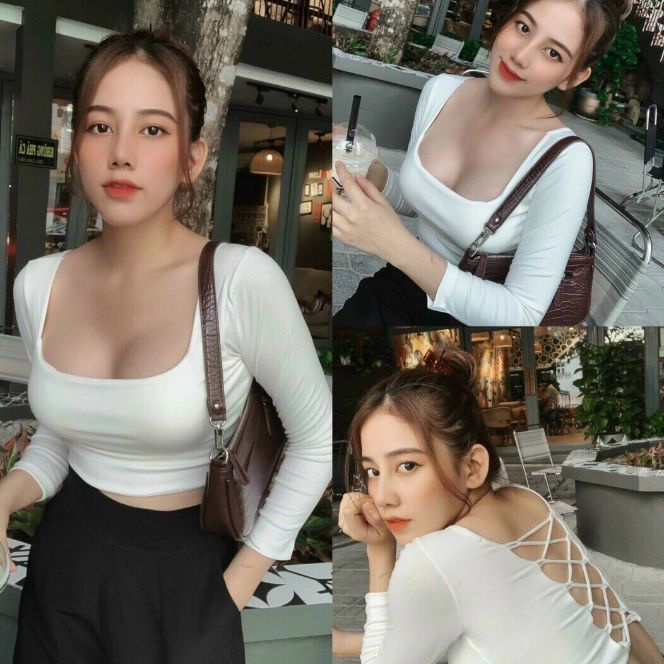 HOT STYTE NỔI SỐT,ÁO THUN TAY DÀI ÁO CÓ MOD,ÁO ĐAN DÂY SAU LƯNG DÁNG CROPTOP FORM HOT GIRL 45KGÁo Croptop