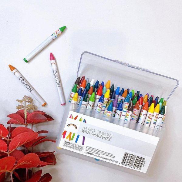Set Hộp Màu 64 Cây CRAYON Hộp Nhựa Tiện Lợi Cho Bé Yêu