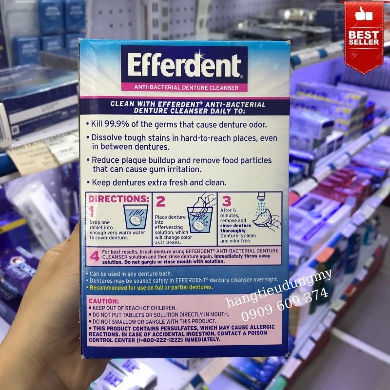 [HÀNG MỸ] Viên sủi vệ sinh răng giả Efferdent 5-in-1