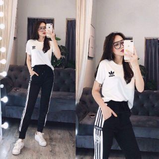 Set quần thể thao sọc mix áo pull