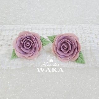 Hoa Tai Hồng Tím Đất Sét Handmade