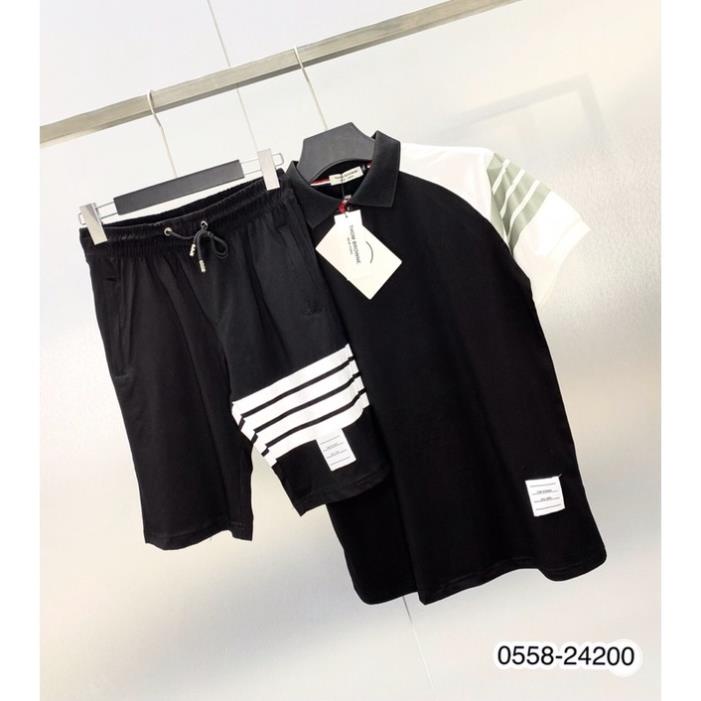 Bộ Nam Thom Browne Cổ Bẻ Siêu Đẹp - Bộ Nam Polo Đơn Giản