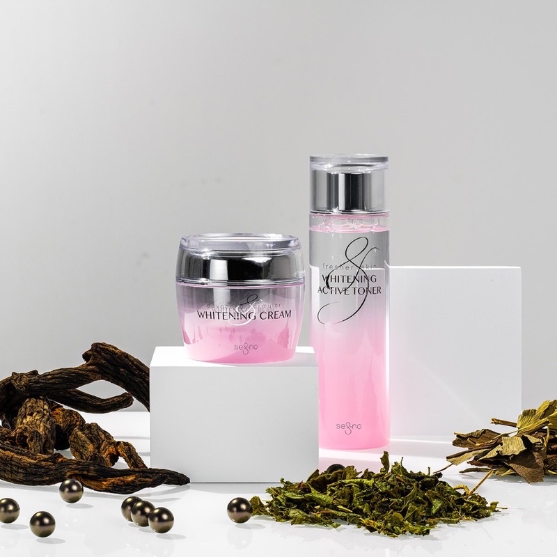 Nước hoa hồng và kem dưỡng trắng da Segno advanced formula whitening toner , cream