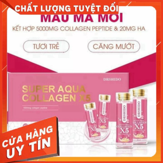 Sale [CHÍNH HÃNG] Supper Aqua Collagen X5, Nước Collagen Yến Sào, Trẻ Hóa Làn Da, Tươi Sáng, Căng Mịn, Săn Chắc PTS