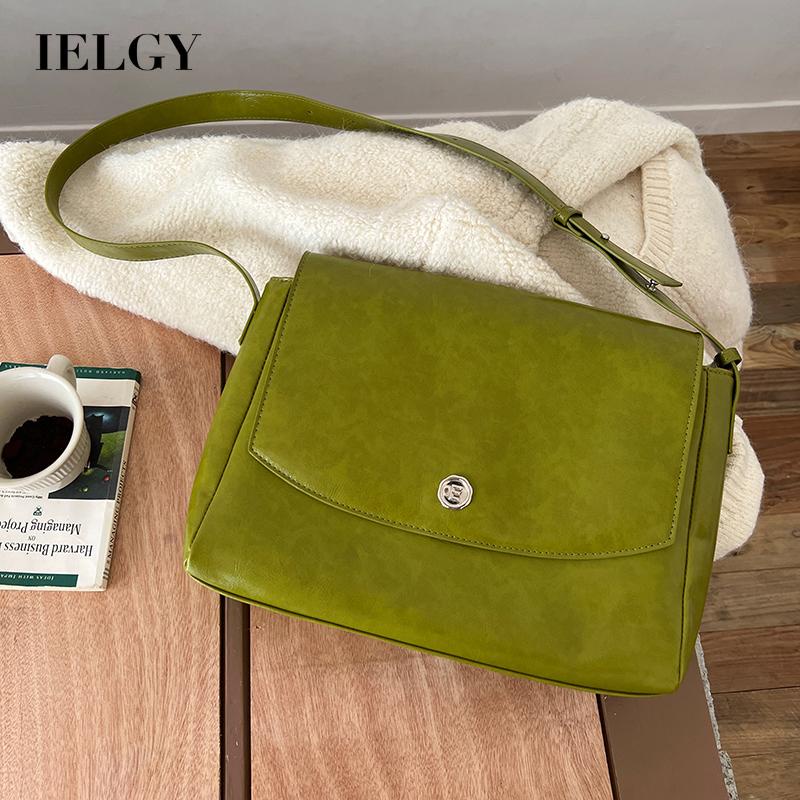 Túi đeo chéo IELGY kích thước lớn phong cách retro thời trang đơn giản dành cho nữ