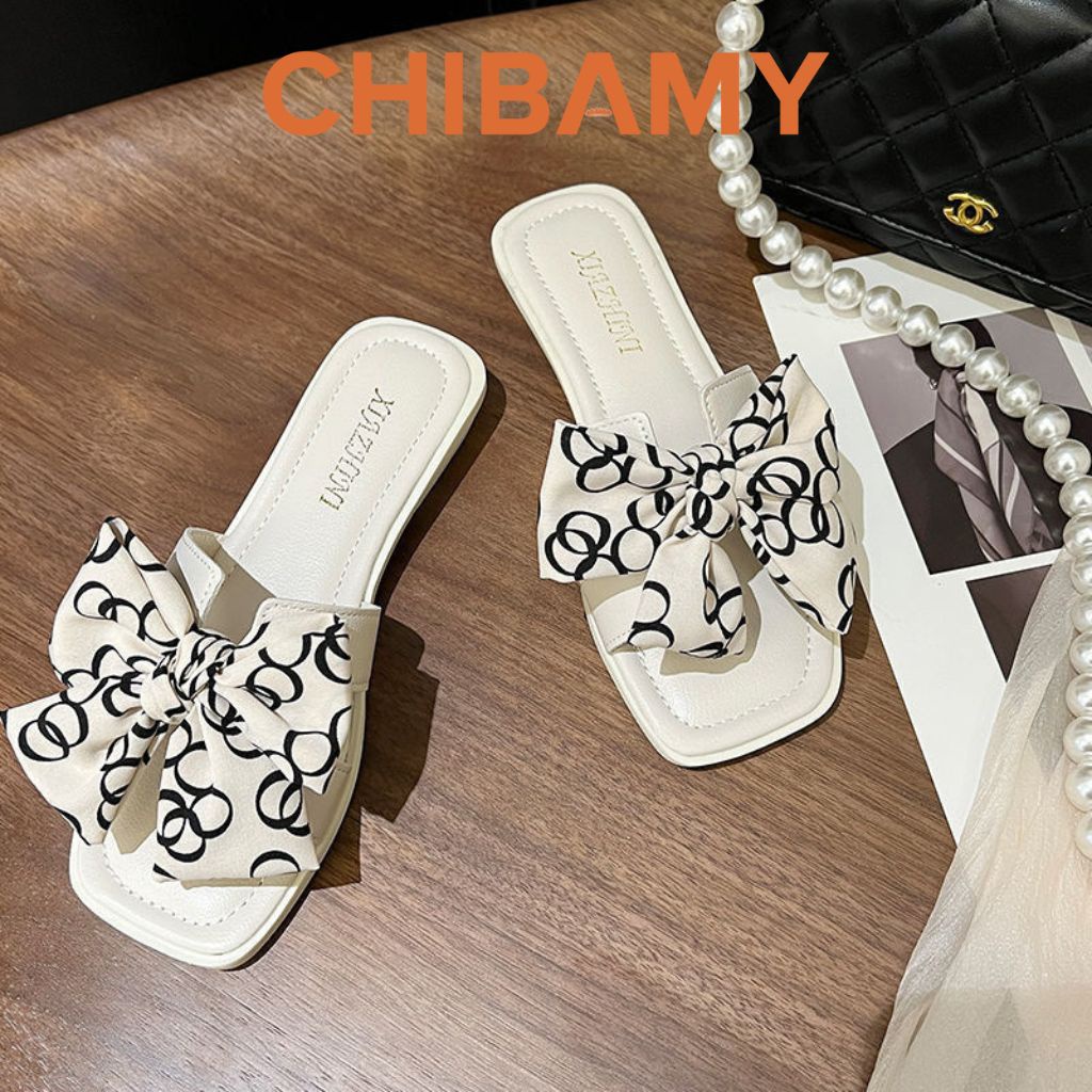 Dép Thời Trang Nữ Thắt Nơ Tiểu Thư phong cách tiểu thư đi biển, đi chơi - ChiBamy Shoes