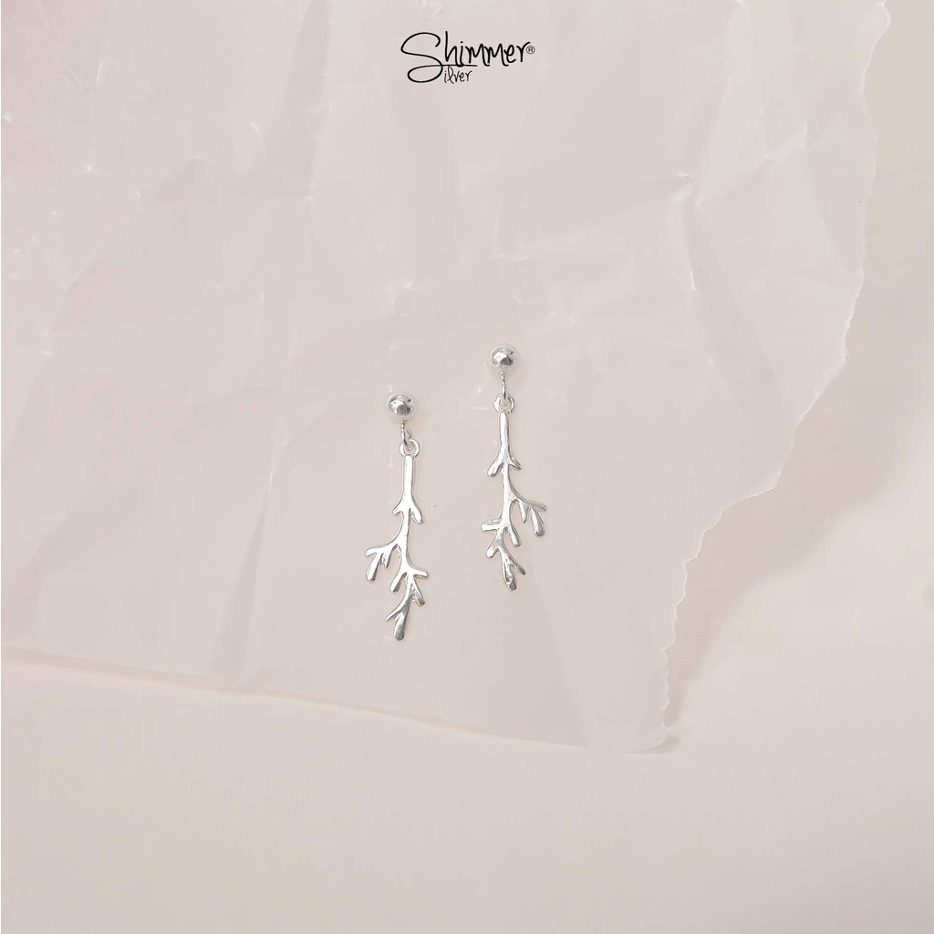 Bông Tai, Khuyên Tai, Hoa Tai Nữ Bạc 925 Cao Cấp SHIMMER SILVER FRESH EARRING Dạng Thả
