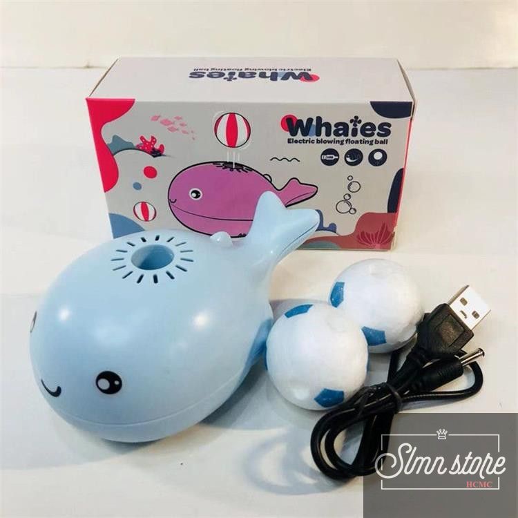 Đồ chơi cá voi thổi bóng bay siêu dễ thương , quạt cá voi mini cho bé kèm sạc usb. SD1-Cabong