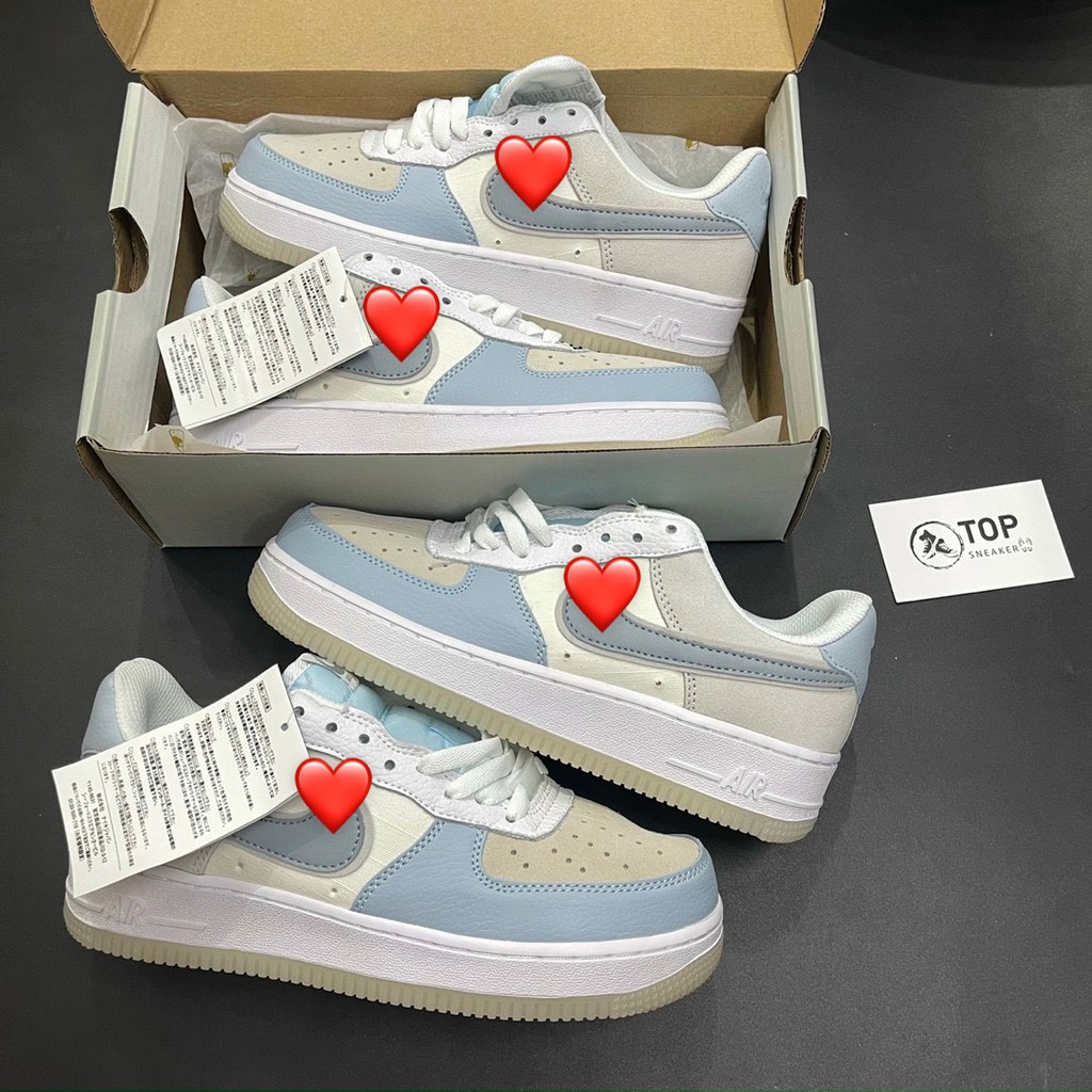 Giày Sneaker AF1 Xanh Xám Giày Thể Thao Nam Nữ Thấp Cổ Full Phụ Kiện