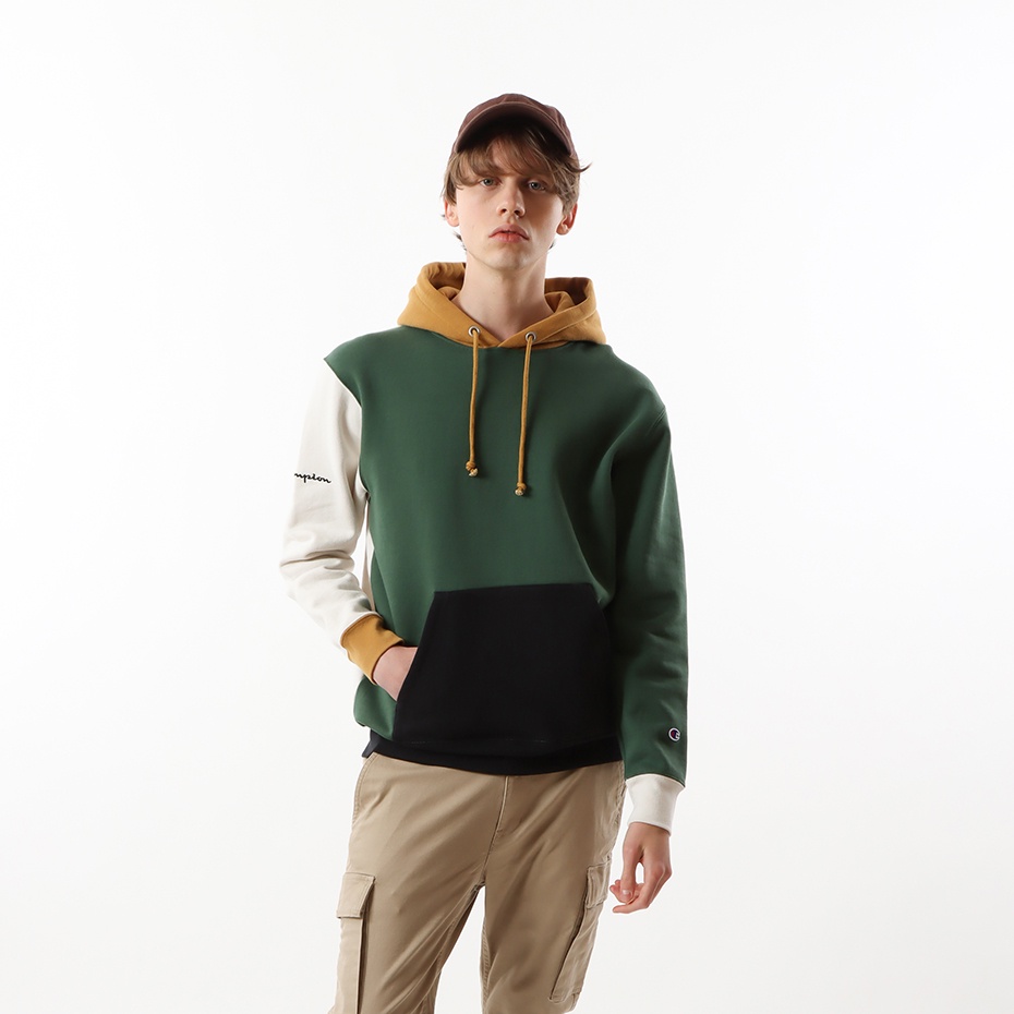 Áo Hoodies Champion JP Pullover Sweatshirt Màu Xanh Olive CMPC3U101OLV