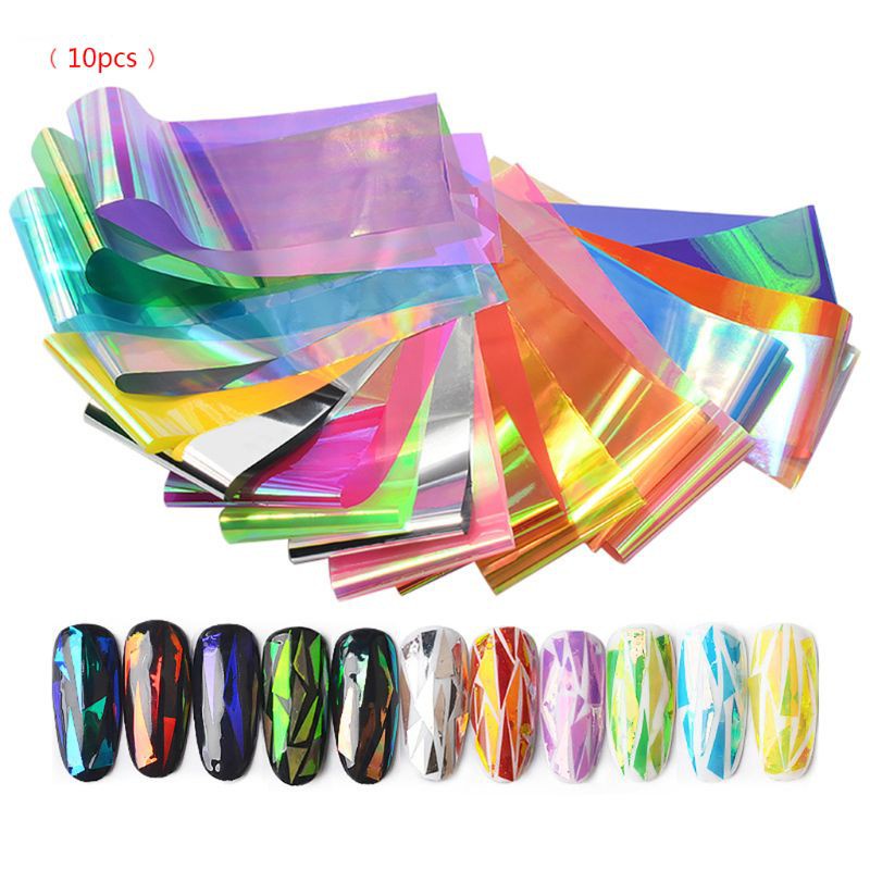[Hàng mới về] Set 10 miếng dán móng lấp lánh phát sáng trang trí tiện dụng DIY
