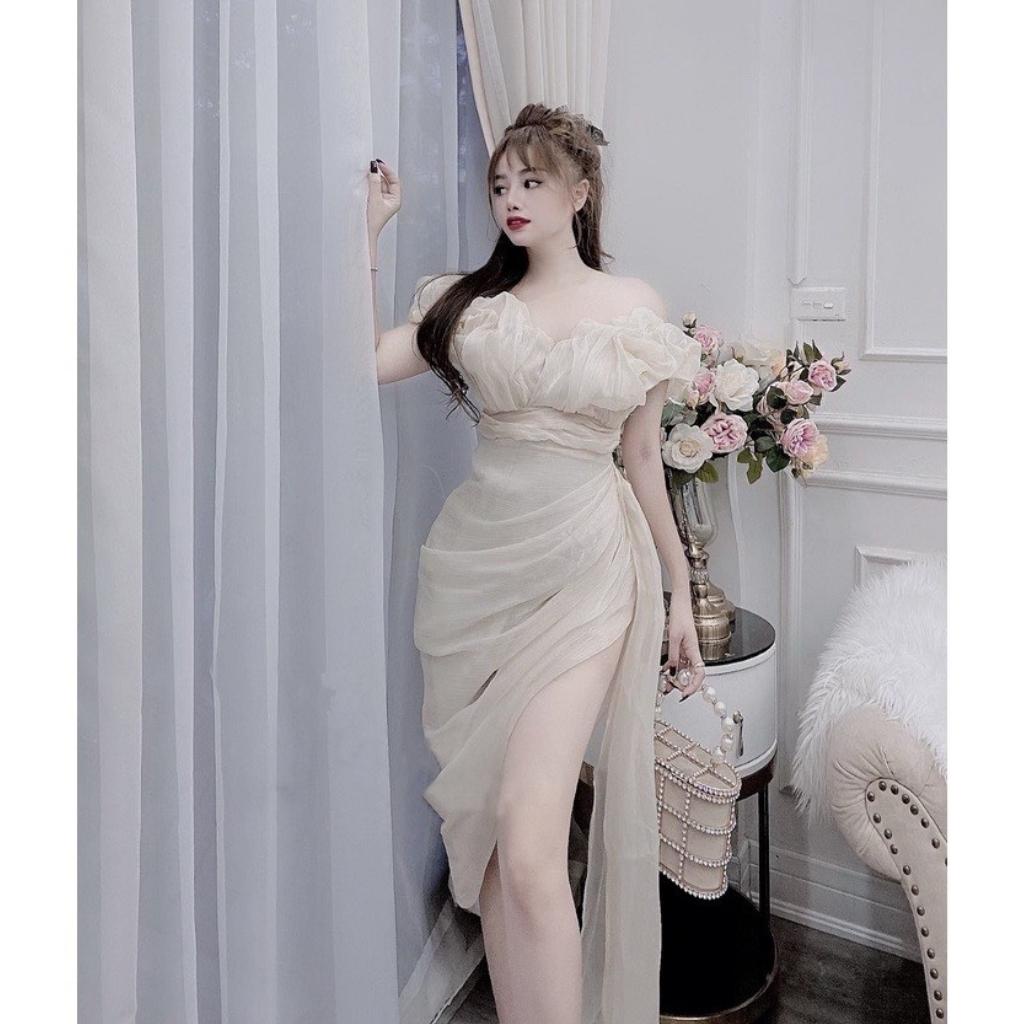 Váy body sẻ tà dài dự tiệc đầm body thiết kế sang chảnh Miaclothing V563