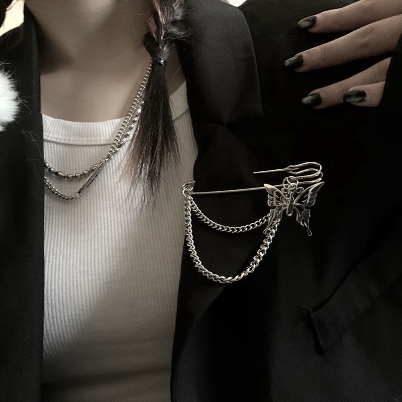 Trâm Cài Áo Dây Xích Phong Cách Harajuku Sang Trọng Cho Nữ