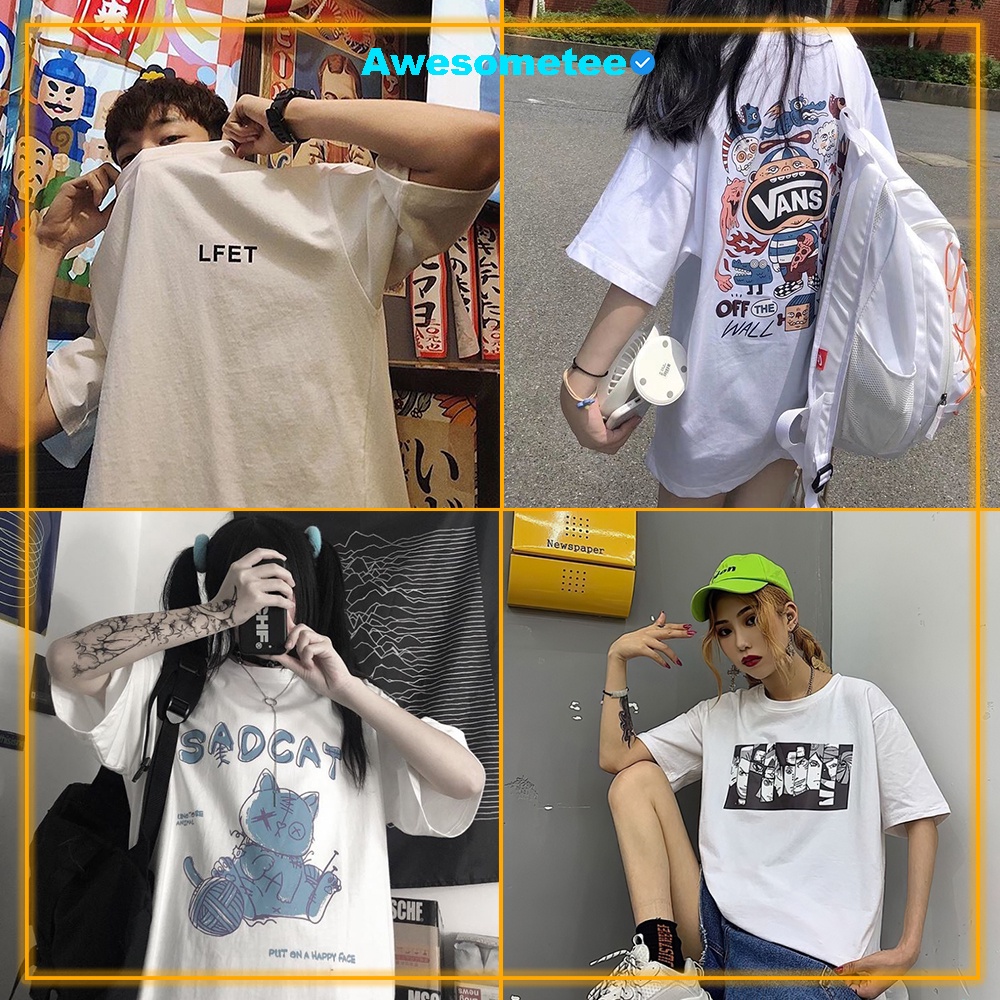Áo thun tay lỡ Unisex Awesometee, áo phông form rộng ATL Anime LFET Naruto BST5