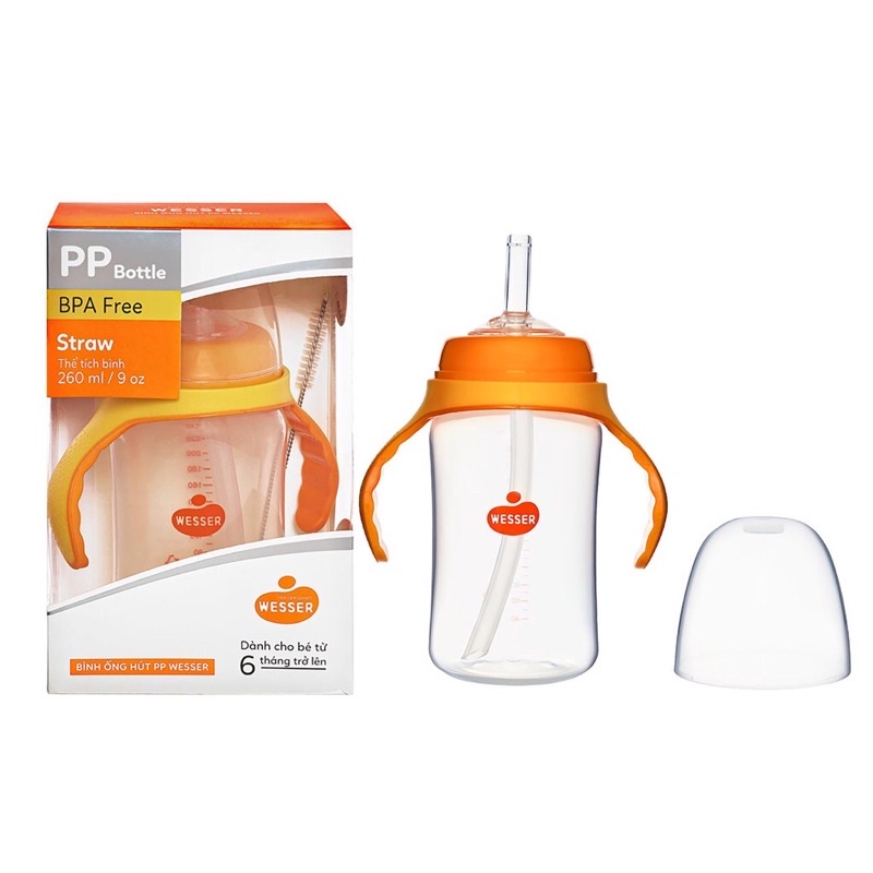 Bình uống nước ( ống hút) PPSU/PP Wesser 250ml/260ml