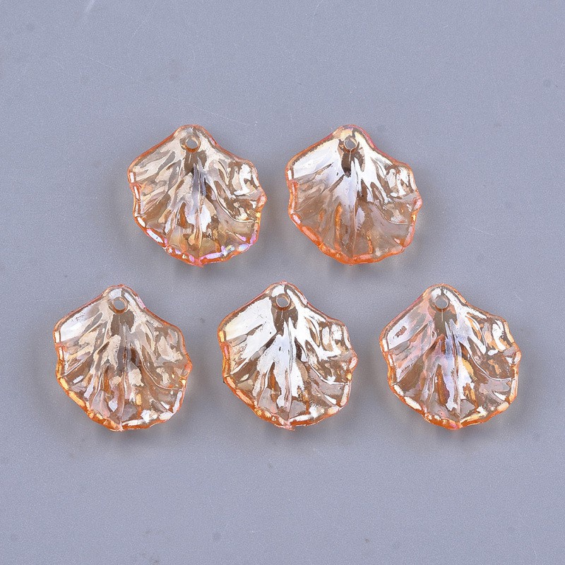 Bộ 5-200 Mặt Dây Chuyền Acrylic Trong Suốt Hình Chiếc Lá 19x17x4~5mm 1.2mm Làm Trang Sức DIY