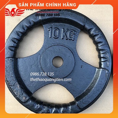 Bánh tạ gang 10kg,miếng tạ gang 10 kg 3 cánh,đĩa tạ gang 10 kg phi 30 3 lỗ bền,đẹp,đủ cân,sơn tĩnh điện,giá rẻ