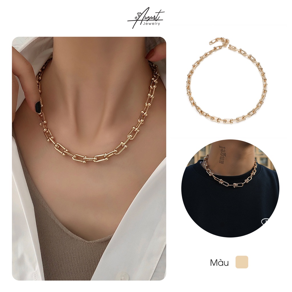 [Augustcloth | AugustJewelry] Dây chuyền/ vòng cổ hợp kim mắc xích vòng tròn phong cách Hàn Quốc