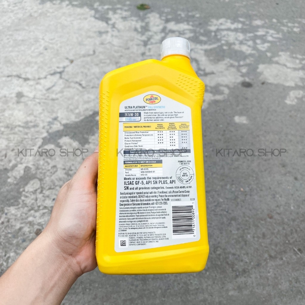 [Mã LIFEXANH24 giảm 10% đơn 99K] Nhớt Pennzoil Ultra Platinum 5W30