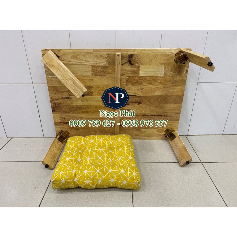 Bàn Trà Gỗ Kiểu Nhật 80x60x30cm Chân Bánh Mì Gấp Gọn - BH 12 Tháng NGỌC PHÁT