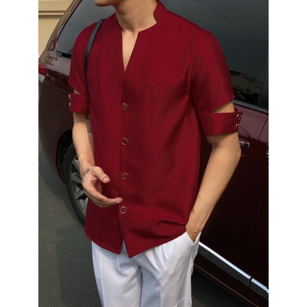 ÁO SƠ MI NAM TAY NGẮN ĐỎ - ROPE SHIRT
