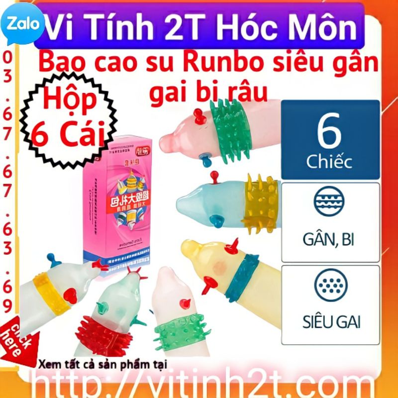 hộp 6 cái Bao cao su Runbo siêu gân gai bi râu