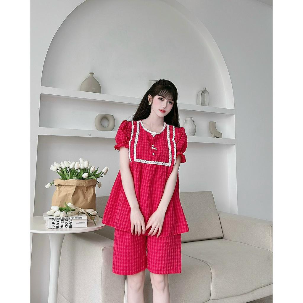Bộ đồ bầu , bộ nữ mặc nhà mùa hè kẻ 5 màu siêu xinh chất vải mát mặc thoải mái