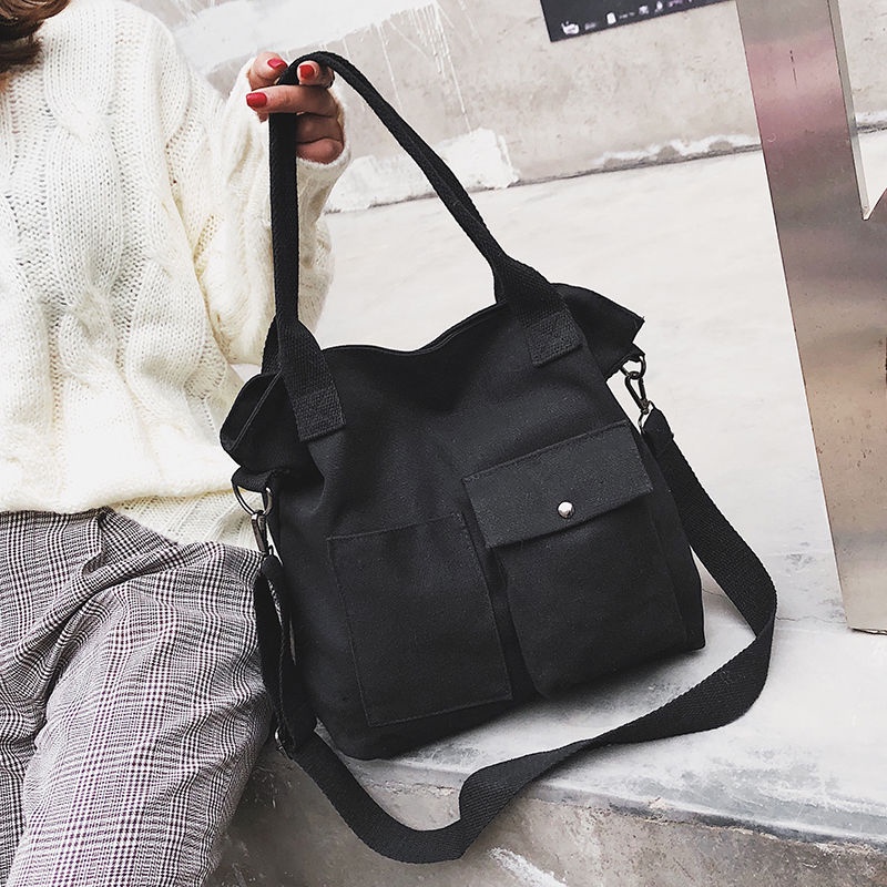 Túi Xách Canvas Màu Sắc Đơn Giản Thời Trang Hàn Quốc
