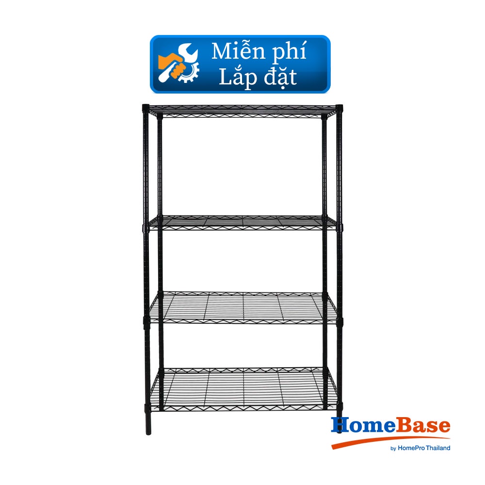 HomeBase FURDINI Bộ kệ 4 tầng bằng thép có thể điều chỉnh độ cao và dễ lắp ráp Thái Lan W90xH160xD45cm màu đen