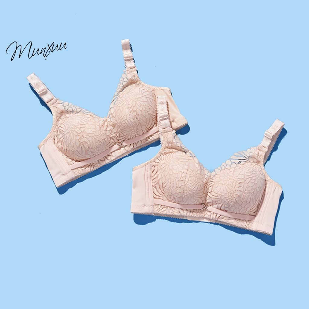 Áo lót nữ phối ren sexy Munxuu không gọng đệm dày vừa nâng ngực và đình hình tạo khe tự nhiên - AV35