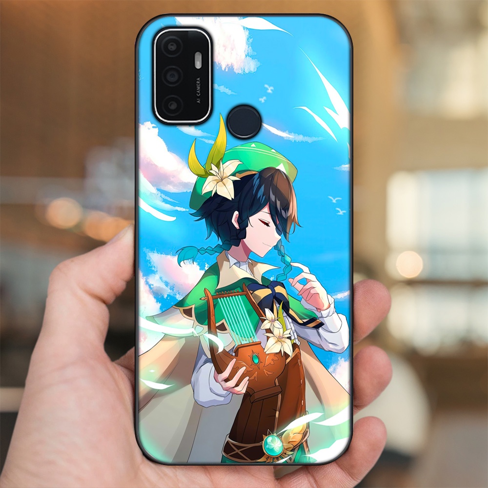 Ốp lưng Oppo A53 viền đen in hình Venti Genshin Impact