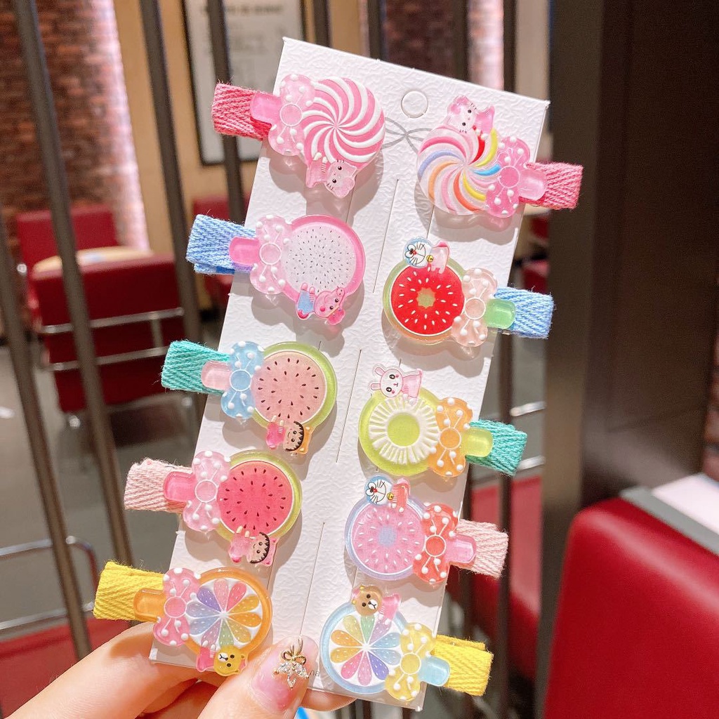 Kẹp tóc vải họa tiết hoạt hình xinh xắn tùy chọn cho bé gái