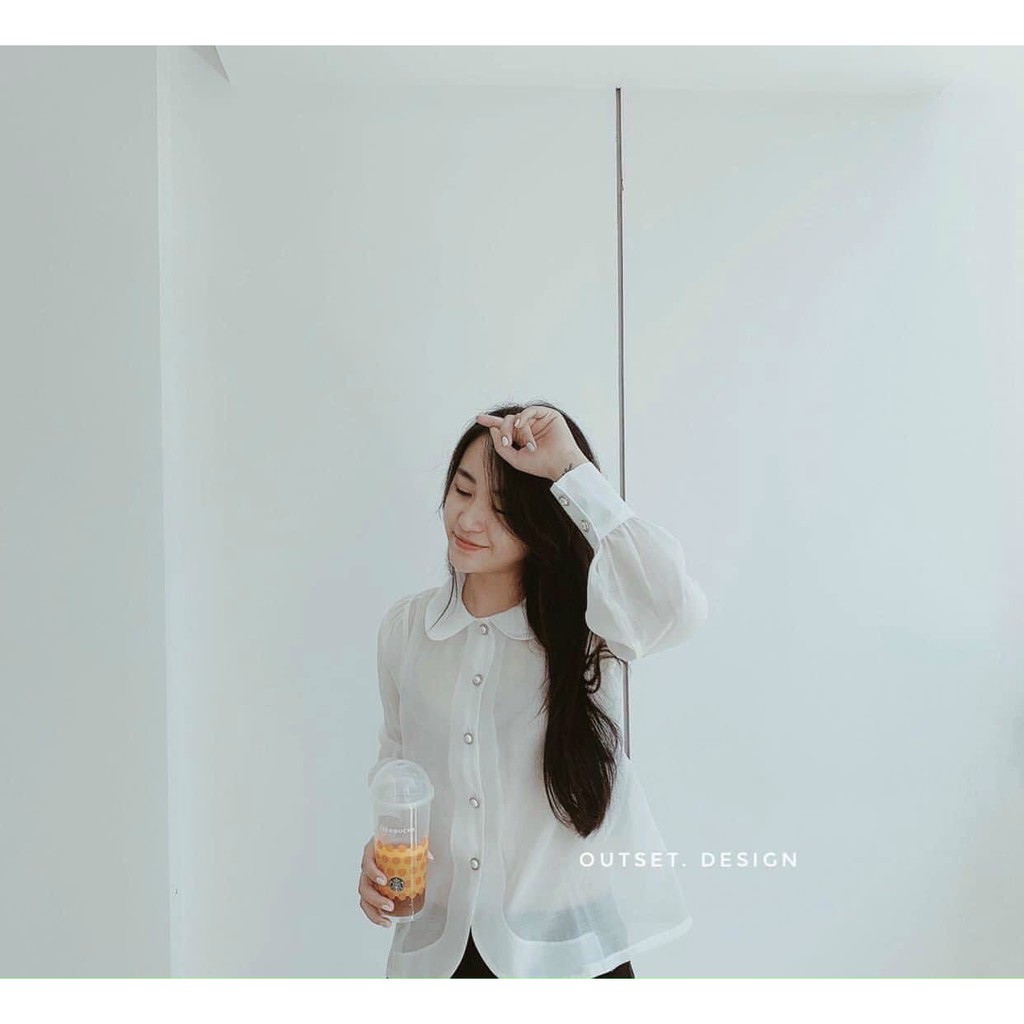 Áo sơ mi cổ sen cúc ngọc