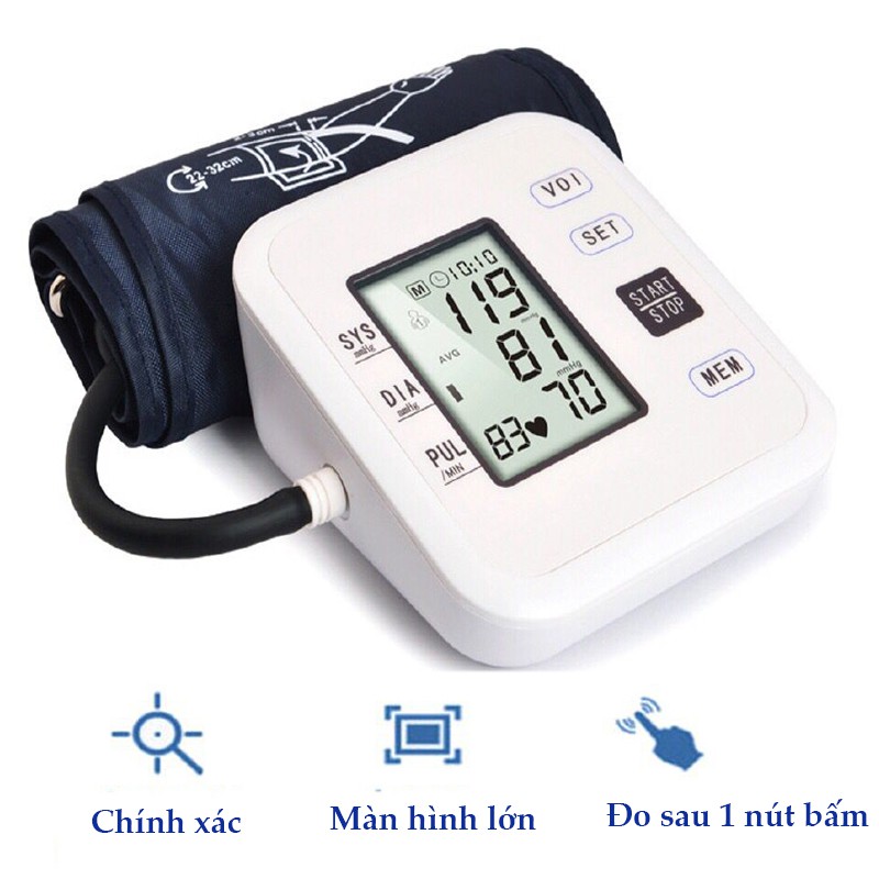 MÁY ĐO HUYẾT ÁP BẮP TAY ĐIỆN TỬ CHÍNH HÃNG ĐO NHỊP TIM MÀN HÌNH HIỂN THỊ LCD ĐO CHÍNH XÁC BẢO HÀNH 5 NĂM L44 VT268