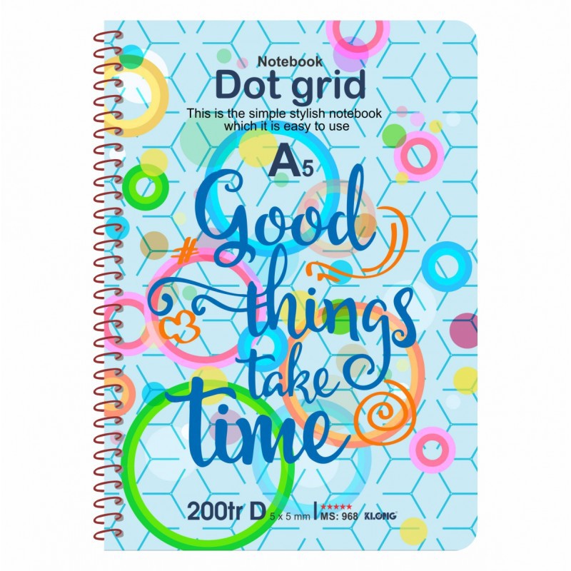 Sổ lò xo đơn có chấm Dot Grid A5 - 200 trang; MS 968